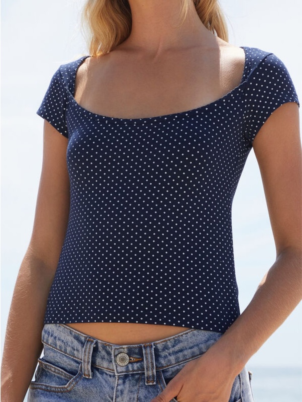 Black Polka Dot Cap Sleeve Top